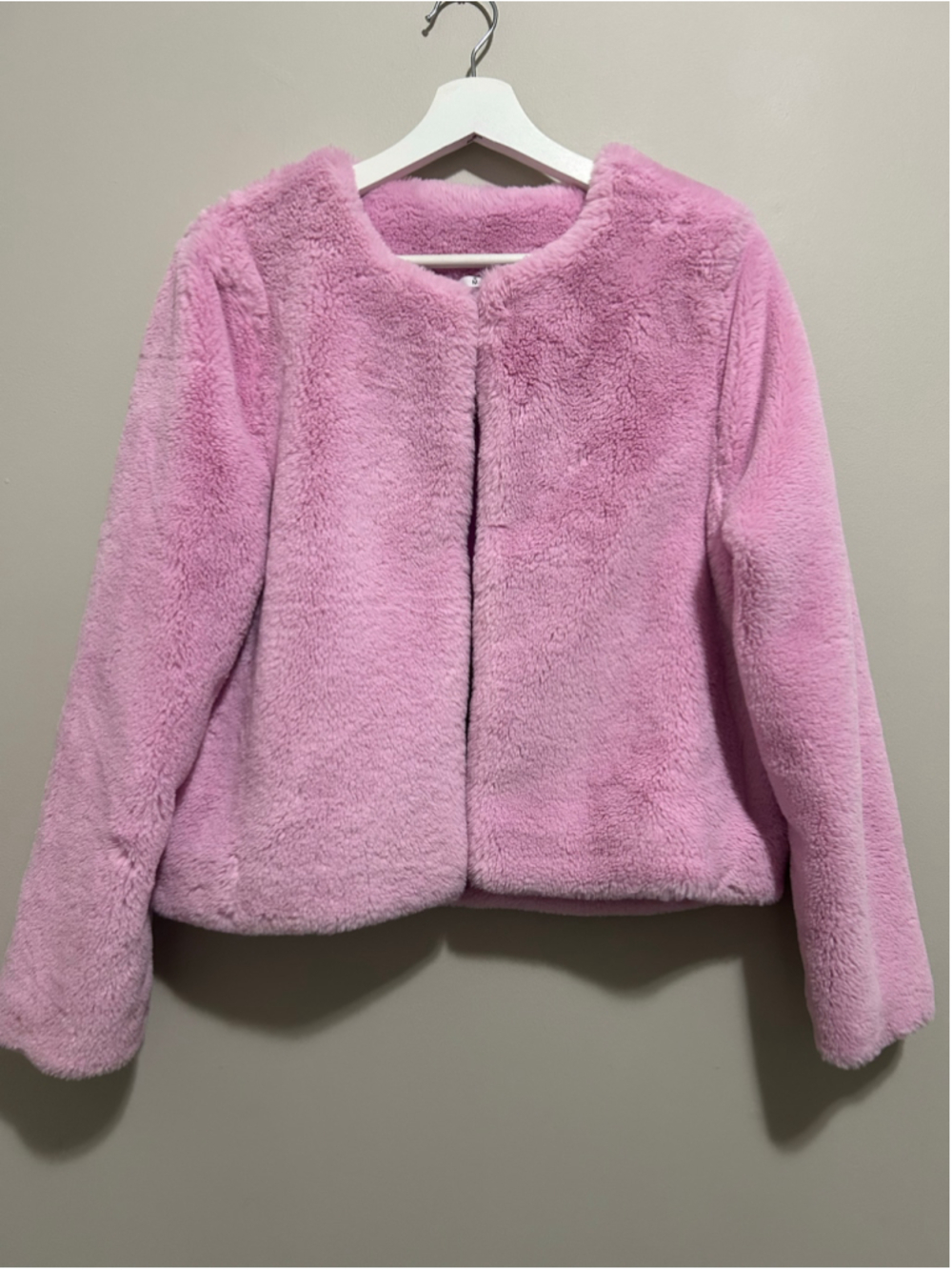 Women's Pink Faux Fur Teddy Jacket Size M